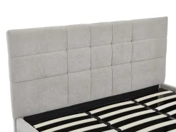 Cama com espaço de arrumação king size 180 x 200 cm em tecido cinza + colchão - HOPEYA de Pascal Morabito