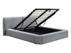 Cama com espaço de arrumação queen size 160 x 200 cm em tecido cinza - JUDALO da Maison Céphy