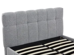 Cama com espaço de arrumação 140 x 190 cm em tecido bouclé cinzento + colchão - MAZIRI