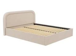 Cama com espaço de arrumação 140 x 190 cm em tecido bouclé bege - FIREZA II