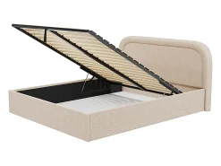 Cama com espaço de arrumação 140 x 190 cm em tecido bouclé bege - FIREZA II
