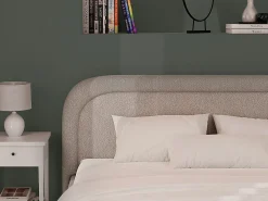 Cama com espaço de arrumação 140 x 190 cm em tecido bouclé bege - FIREZA II