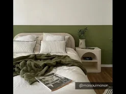 Cama com espaço de arrumação 140 x 190 cm em tecido bouclé bege - FIREZA II