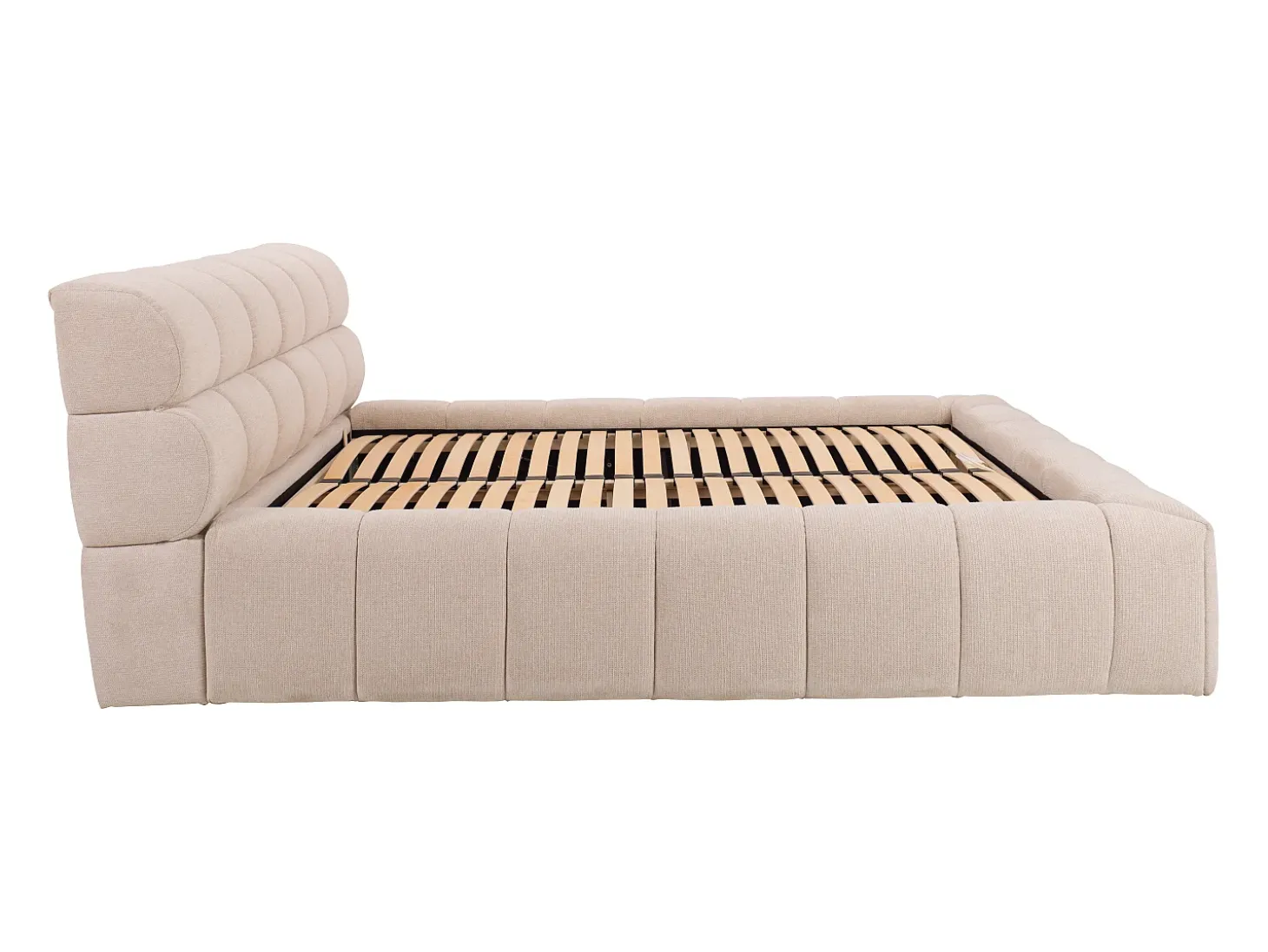 Cama com espaço de arrumação 180x200 cm tecido cor bege + colchão - FORVIK II