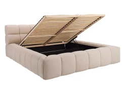 Cama com espaço de arrumação 180x200 cm tecido cor bege + colchão - FORVIK II