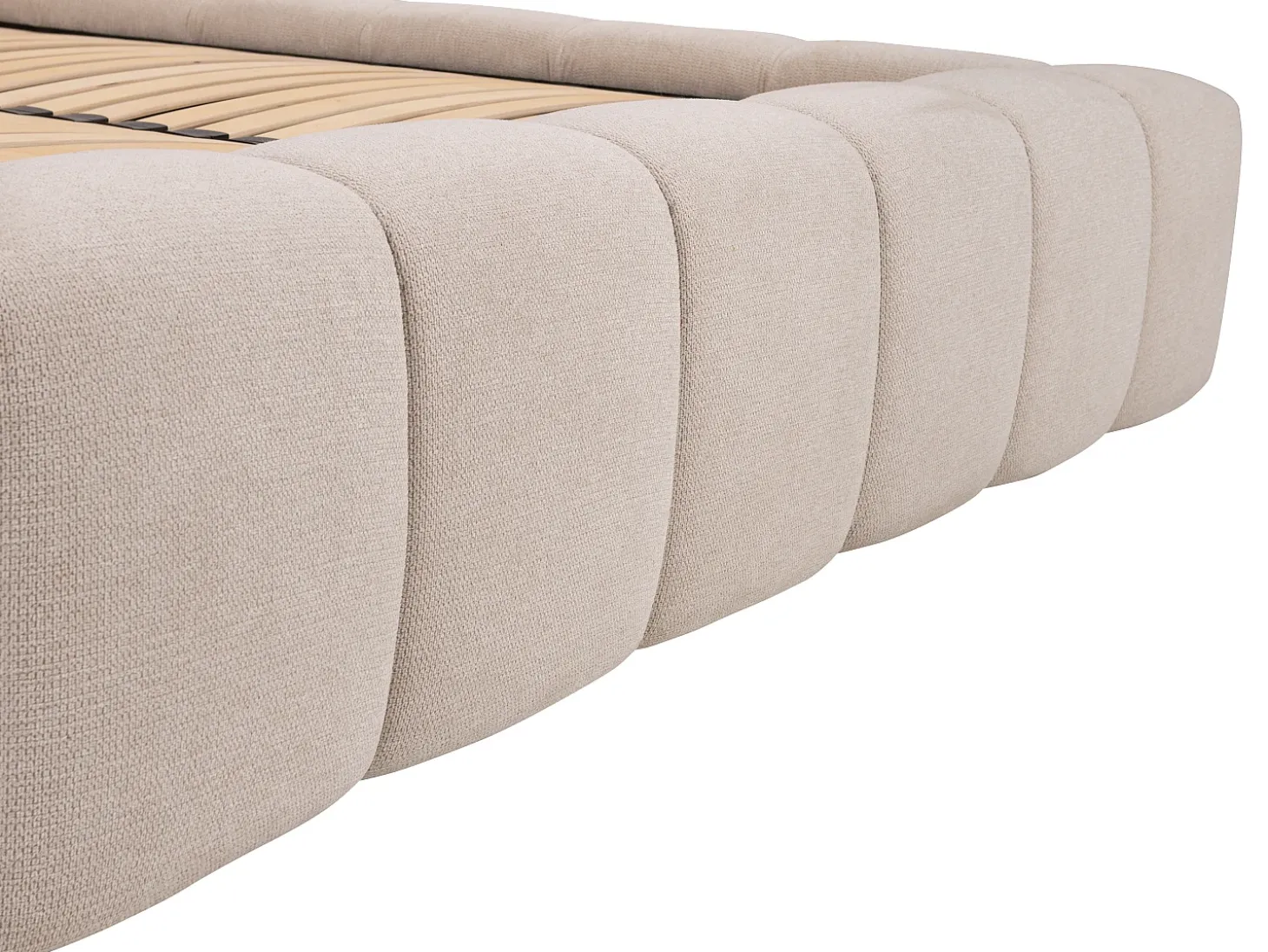 Cama com espaço de arrumação 180x200 cm tecido cor bege + colchão - FORVIK II