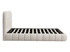 Cama com espaço de arrumação 140 x 190 cm em tecido bouclé bege - FORIOSY