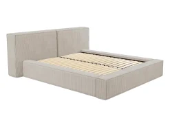 Cama com espaço de arrumação 180 x 200 cm em veludo canelado bege - TIMANO II