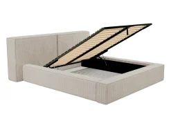Cama com espaço de arrumação 180 x 200 cm em veludo canelado bege - TIMANO II