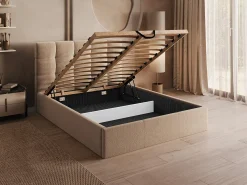Cama com espaço de arrumação 140x190 cm veludo bege MIRDAL
