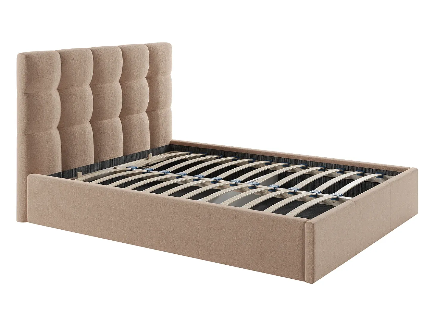 Cama com espaço de arrumação 140x190 cm veludo bege MIRDAL