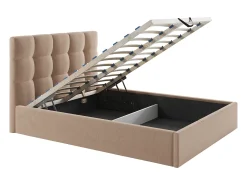 Cama com espaço de arrumação 140x190 cm veludo bege MIRDAL