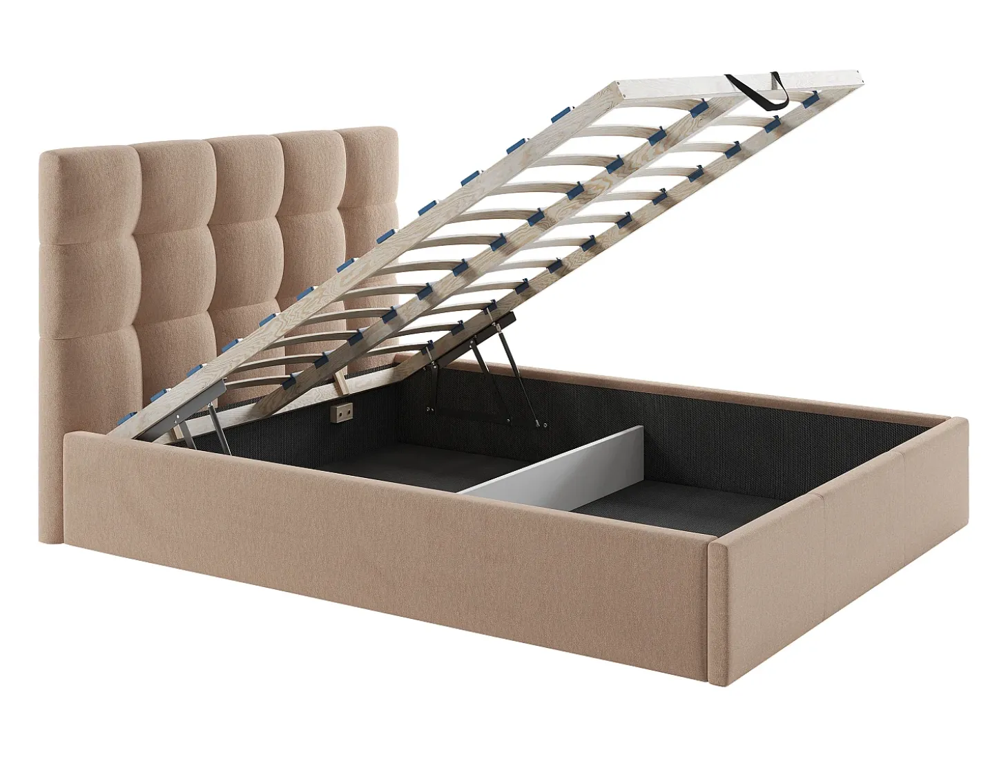 Cama com espaço de arrumação 140x190 cm veludo bege MIRDAL