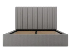 Cama com espaço de arrumação 140x190 cm cabeceira em veludo canelado cinza + colchão SARAH