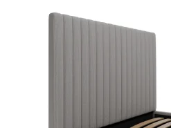 Cama com espaço de arrumação 140x190 cm cabeceira em veludo canelado cinza + colchão SARAH