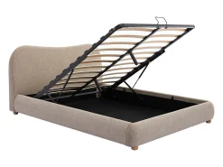 Cama com espaço de arrumação king size 180 x 200 cm em tecido cor taupe - VANARI