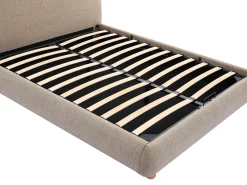 Cama com espaço de arrumação king size 180 x 200 cm em tecido cor taupe - VANARI