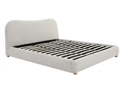 Cama com espaço de arrumação 180 x 200 cm tecido bege - VANARI