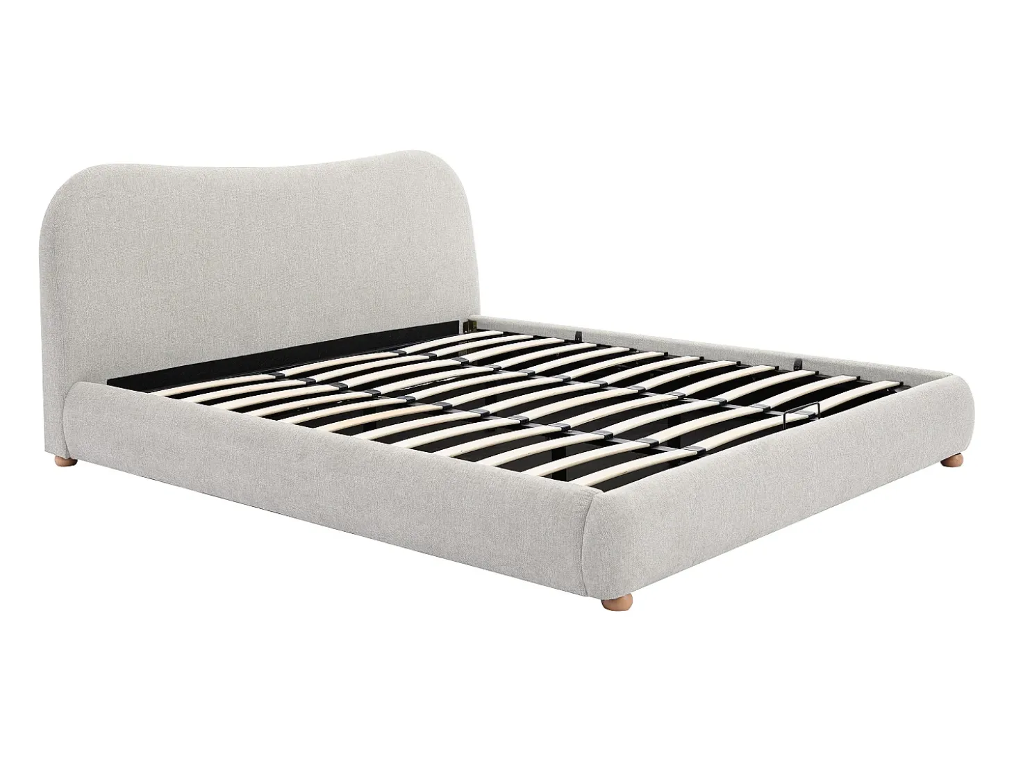Cama com espaço de arrumação 180 x 200 cm tecido bege - VANARI