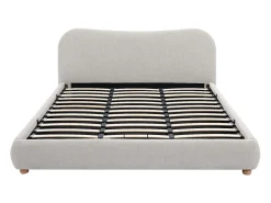 Cama com espaço de arrumação 180 x 200 cm tecido bege - VANARI