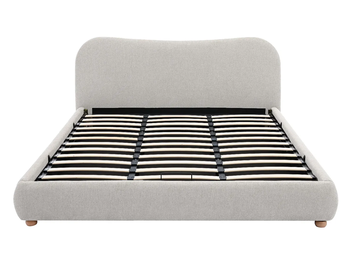 Cama com espaço de arrumação 180 x 200 cm tecido bege - VANARI