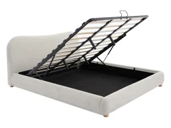 Cama com espaço de arrumação 180 x 200 cm tecido bege - VANARI