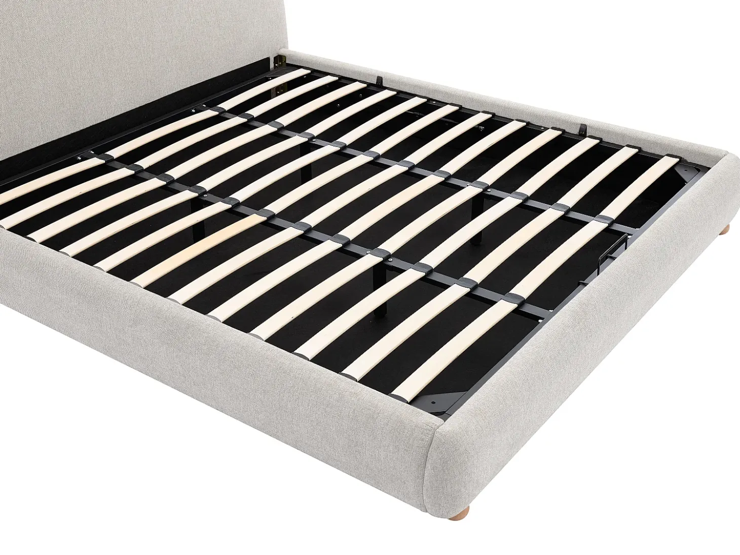 Cama com espaço de arrumação 180 x 200 cm tecido bege - VANARI