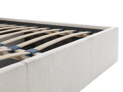 Cama com espaço de arrumação king size 200 x 200 cm em tecido texturizado creme - JUSTANI
