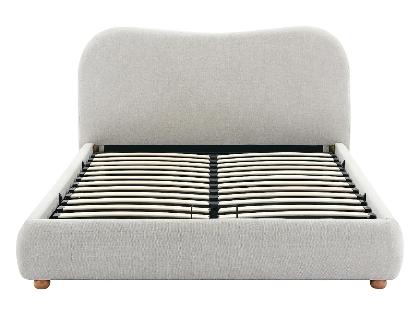Cama com espaço de arrumação 140 x 190 cm tecido cor bege + colchão - VANARI