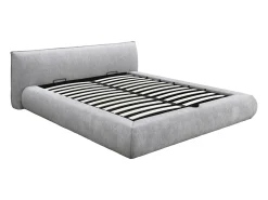 Cama com espaço de arrumação king size 180 x 200 cm em tecido cor cinza claro - MIRSIO