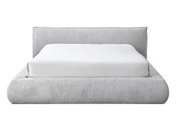Cama com espaço de arrumação king size 180 x 200 cm em tecido cor cinza claro - MIRSIO