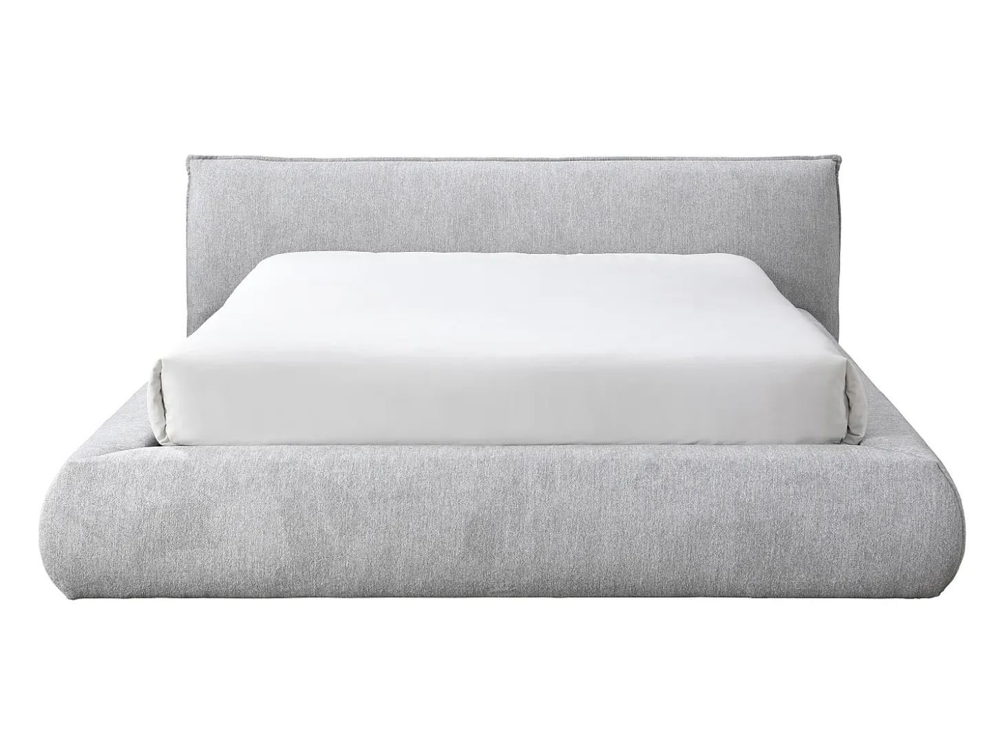Cama com espaço de arrumação king size 180 x 200 cm em tecido cor cinza claro - MIRSIO