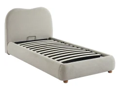 Cama com espaço de arrumação 90 x 190 cm tecido bege + colchão - VANARI