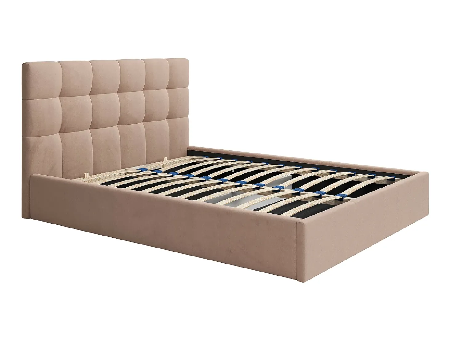 Cama com espaço de arrumação 160x200 cm veludo bege com colchão MIRDAL