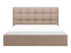 Cama com espaço de arrumação 160x200 cm veludo bege com colchão MIRDAL