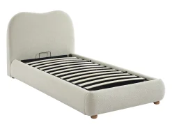 Cama com espaço de arrumação 90 x 190 cm tecido bouclé bege - VANARI