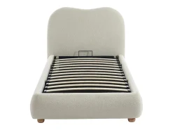 Cama com espaço de arrumação 90 x 190 cm tecido bouclé bege - VANARI