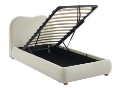 Cama com espaço de arrumação 90 x 190 cm tecido bouclé bege - VANARI