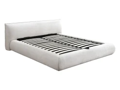 Cama com espaço de arrumação king size 180 x 200 cm em tecido cor bege - MIRSIO