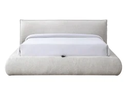 Cama com espaço de arrumação king size 180 x 200 cm em tecido cor bege - MIRSIO