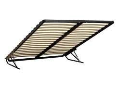Cama com espaço de arrumação 160 x 200 cm com mesas de cabeceira e leds cor bege e natural - DARTAGNO