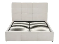 Cama com espaço de arrumação 140 x 190 cm em tecido de cor bege + colchão - HOPEYA de Pascal Morabito