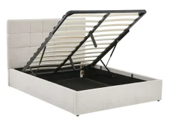 Cama com espaço de arrumação 140 x 190 cm em tecido de cor bege + colchão - HOPEYA de Pascal Morabito