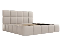 Cama com espaço de arrumação 140x190 cm tecido efeito pele bege - DAMADO de Pascal Morabito