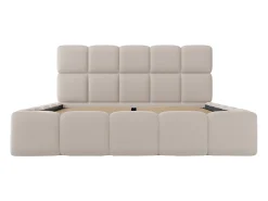 Cama com espaço de arrumação 140x190 cm tecido efeito pele bege - DAMADO de Pascal Morabito