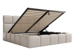 Cama com espaço de arrumação 140x190 cm tecido efeito pele bege - DAMADO de Pascal Morabito
