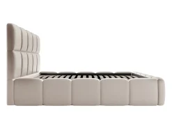 Cama com espaço de arrumação 140x190 cm tecido efeito pele bege - DAMADO de Pascal Morabito