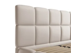 Cama com espaço de arrumação 140x190 cm tecido efeito pele bege - DAMADO de Pascal Morabito