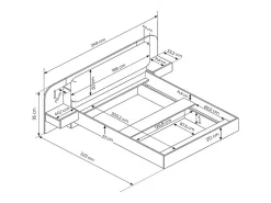 Cama com espaço de arrumação com mesinhas de cabeceira 160 x 200 cm com leds bege e natural + colchão - LYORIMA
