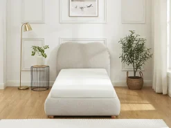 Cama com espaço de arrumação 90 x 190 cm tecido bege - VANARI